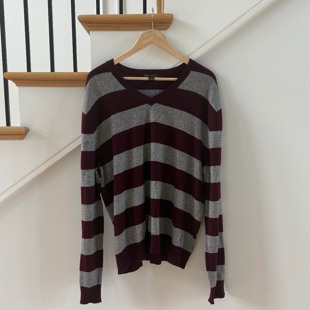 Harrison 100% Cashmere Burgundy V-neck Sweater XXL
